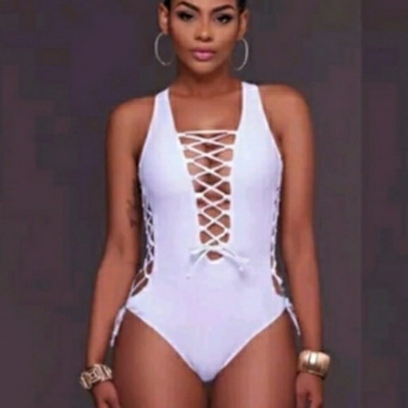 Other - 🎀CLEARANCE🎀 NWT Sexy lace up one piece swim suit.  white